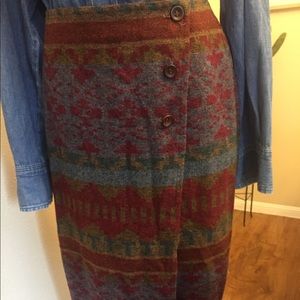 Aztec Navajo Print Wool Vintage Wrap Skirt